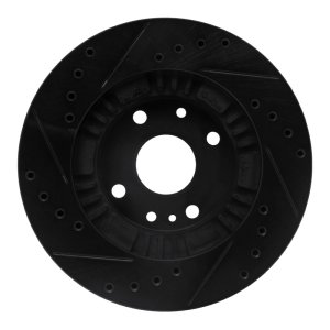 Mazda Protege Brake Rotor (1) - Front Right - R1 Concepts - Drilled & Slotted - Black - `99-`03